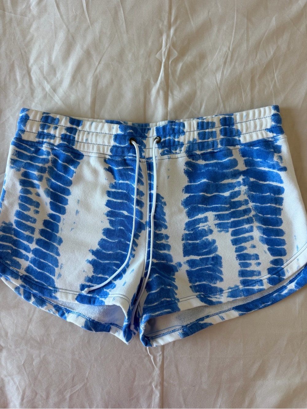 Tie-Dye Blue Athletic Drawstring Shorts for Women